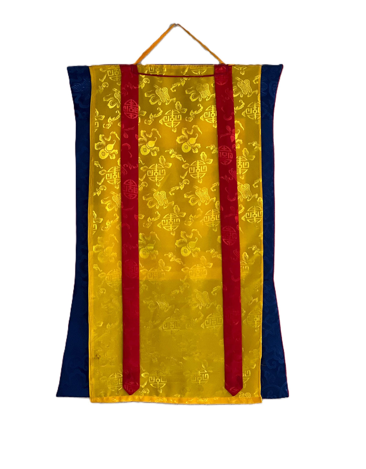 Mahakala Shakti Thangka: Hand-Painted Tibetan Silk Brocade Wall Hanging