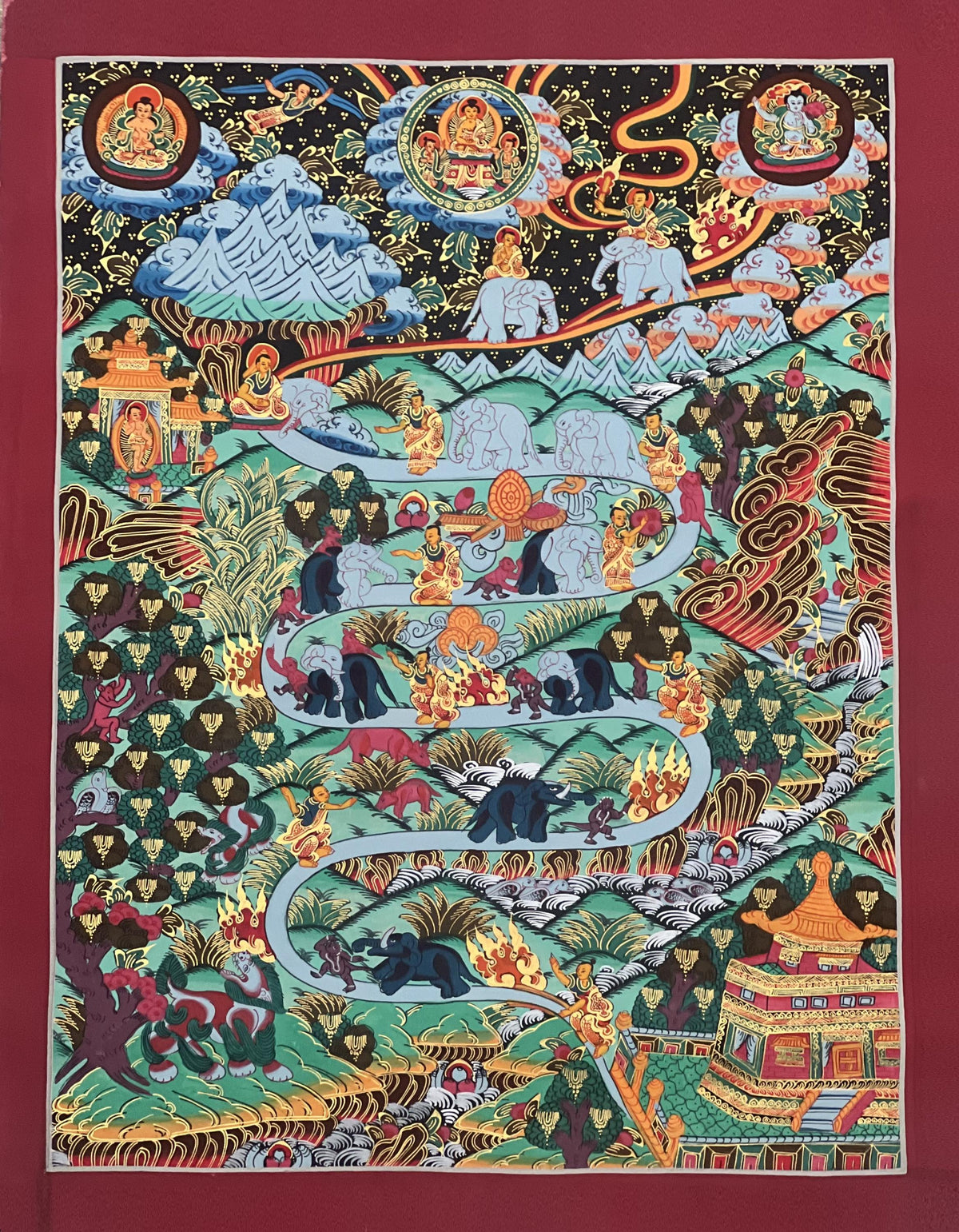 Tibetan Thangka Painting  Samatha Meditation, Buddhist Art