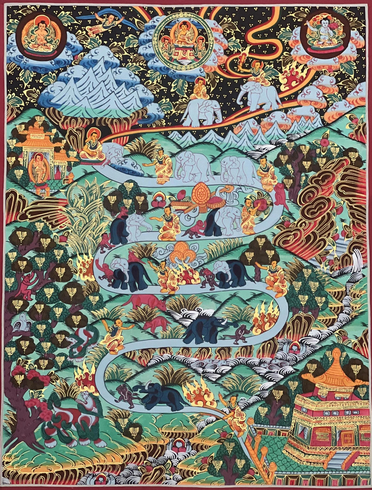 Tibetan Thangka Painting  Samatha Meditation, Buddhist Art