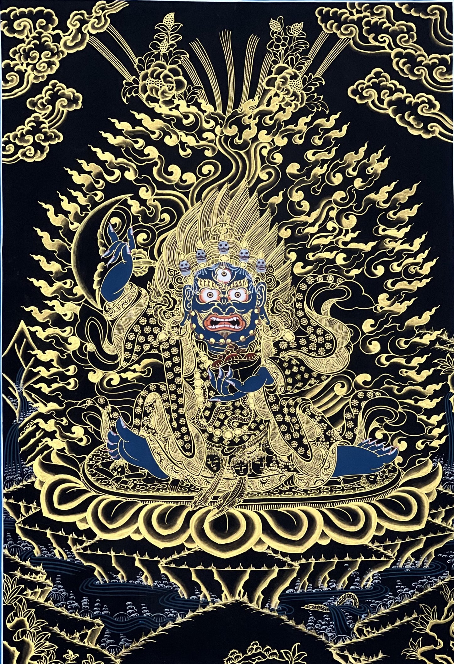 Mahakala Bernagchen Thangka | Kagyu Protector Art | Hand-Painted Tibetan Buddhist Painting | Spiritual Wall Decor