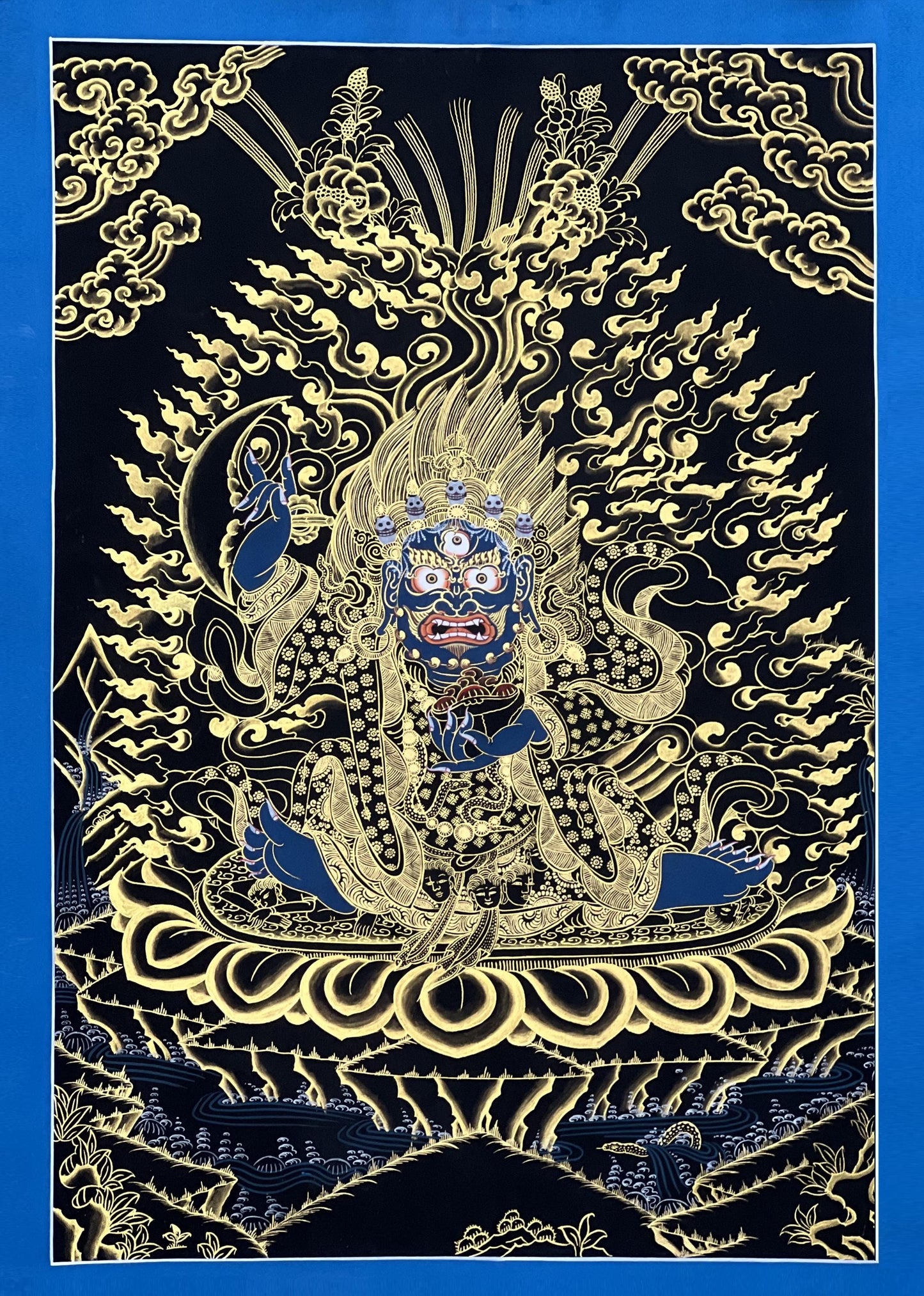 Mahakala Bernagchen Thangka | Kagyu Protector Art | Hand-Painted Tibetan Buddhist Painting | Spiritual Wall Decor