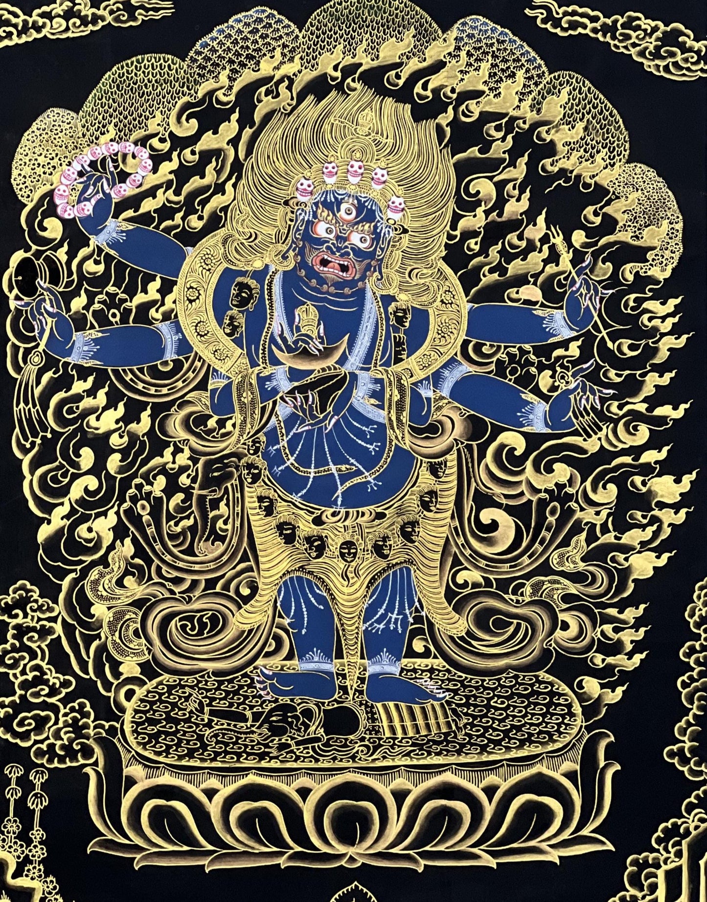 Hand-Painted Six-Armed Mahakala Thangka – Tibetan Dharma Protector Art