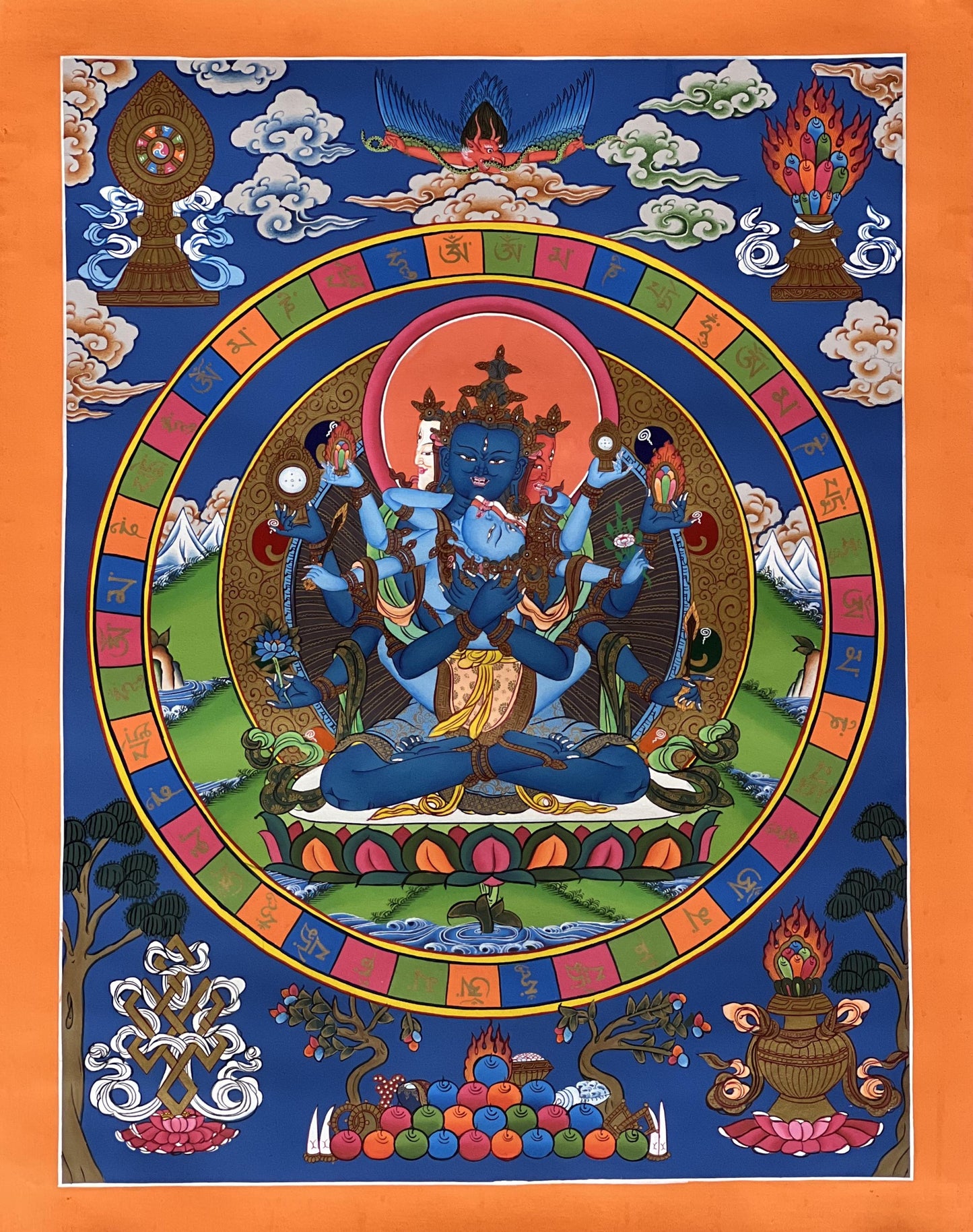 Guhyasamaja Thangka Painting | 24K Gold, Tibetan Buddhist Art