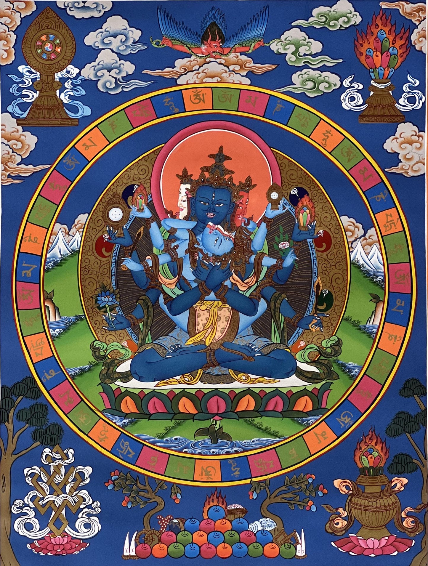 Guhyasamaja Thangka Painting | 24K Gold, Tibetan Buddhist Art