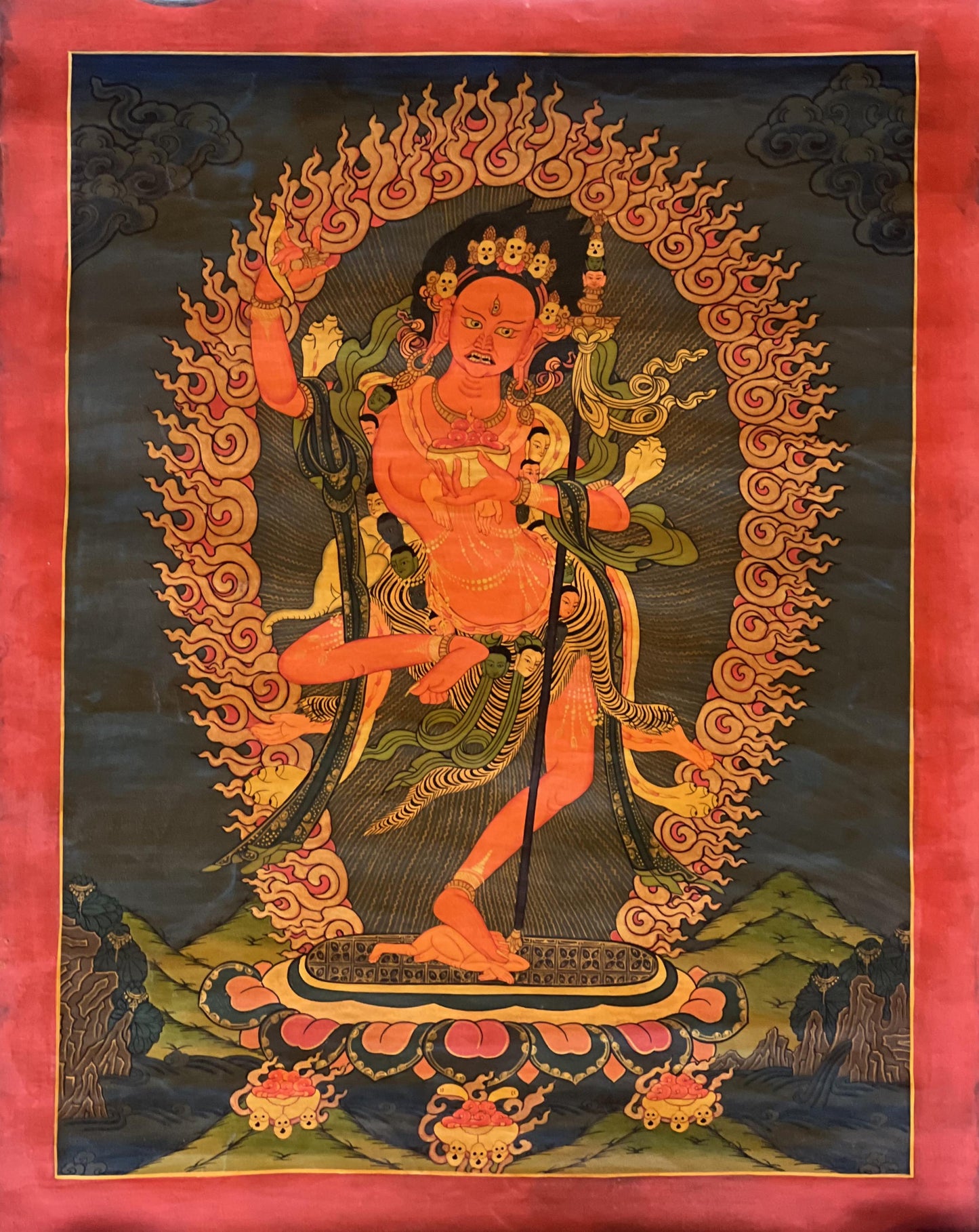 Vajravarahi Dorje Phagmo Thangka Hand Painted Tibetan Buddhist Art Old Oil Varnished