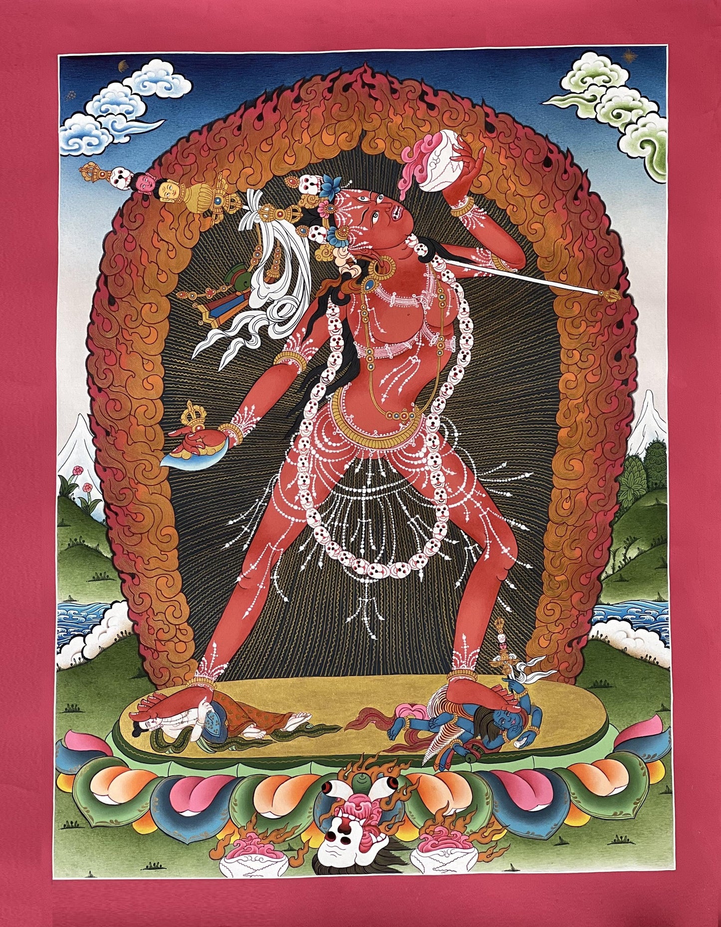Original Hand-Painted Vajrayogini Tibetan Thangka Painting – Vajrayana Meditation Art