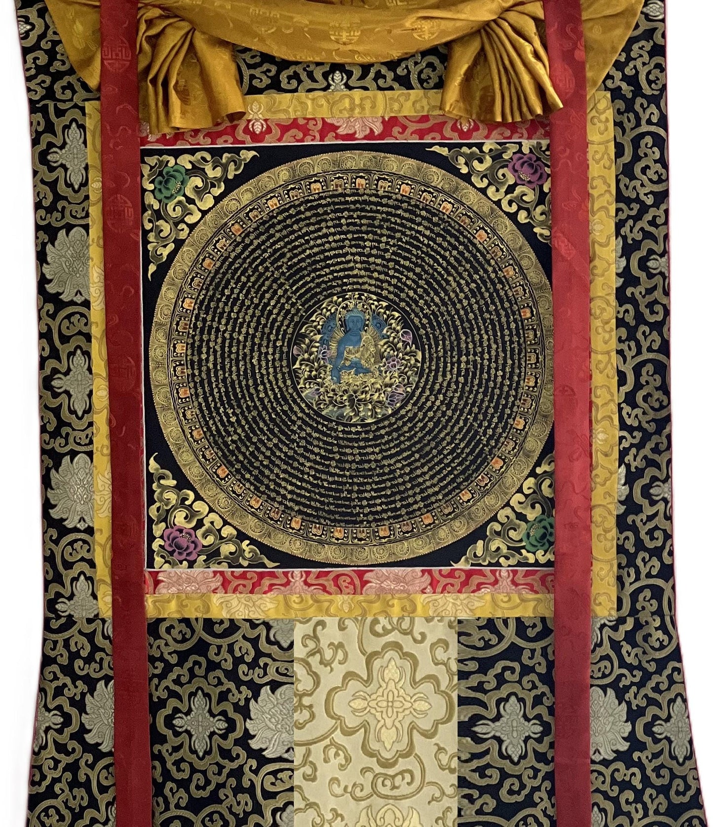 Hand-Painted Medicine Buddha Mandala Thangka | Tibetan Healing Art