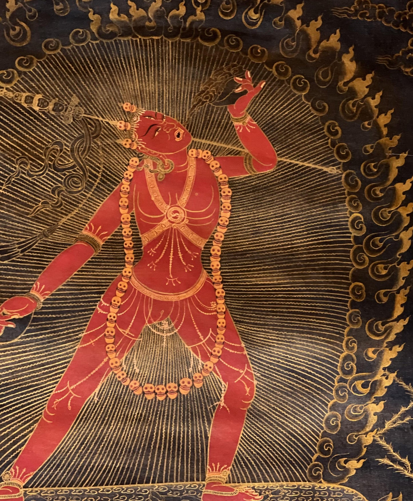 Vajrayogini Thangka Black & Gold | Hand-Painted Oil Varnished Tibetan Tantric Art