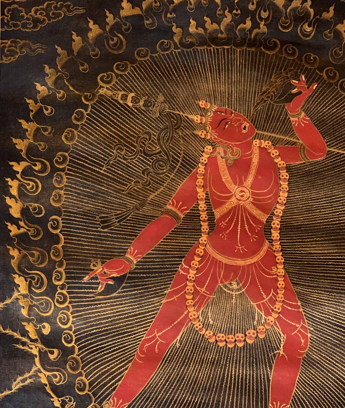 Hand-Painted Vajrayogini Thangka – Oil Varnished Tibetan Buddhist Art with Silk Brocade