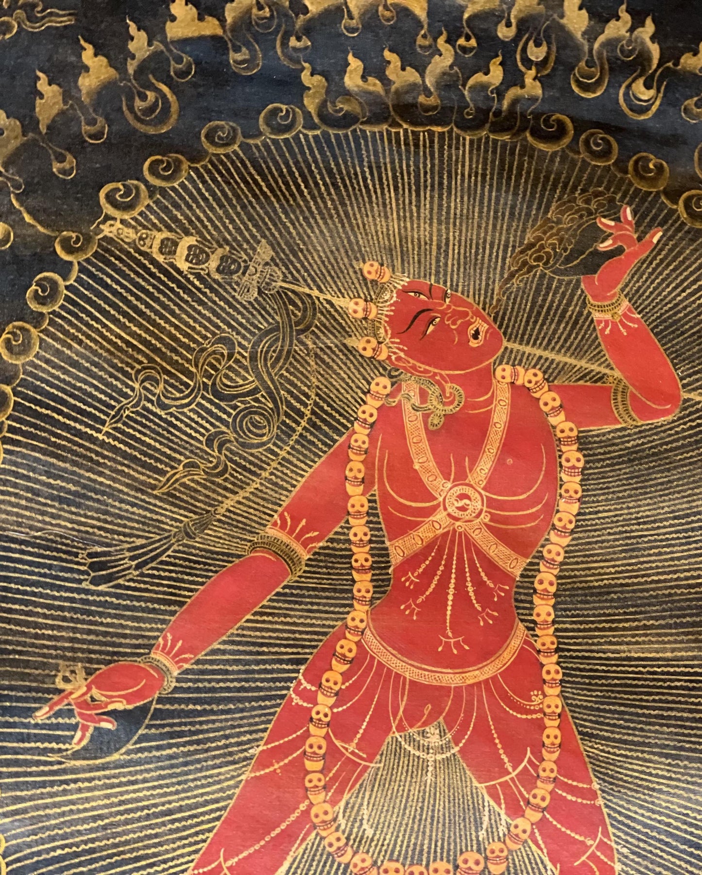 Hand-Painted Vajrayogini Thangka – Oil Varnished Tibetan Buddhist Art with Silk Brocade