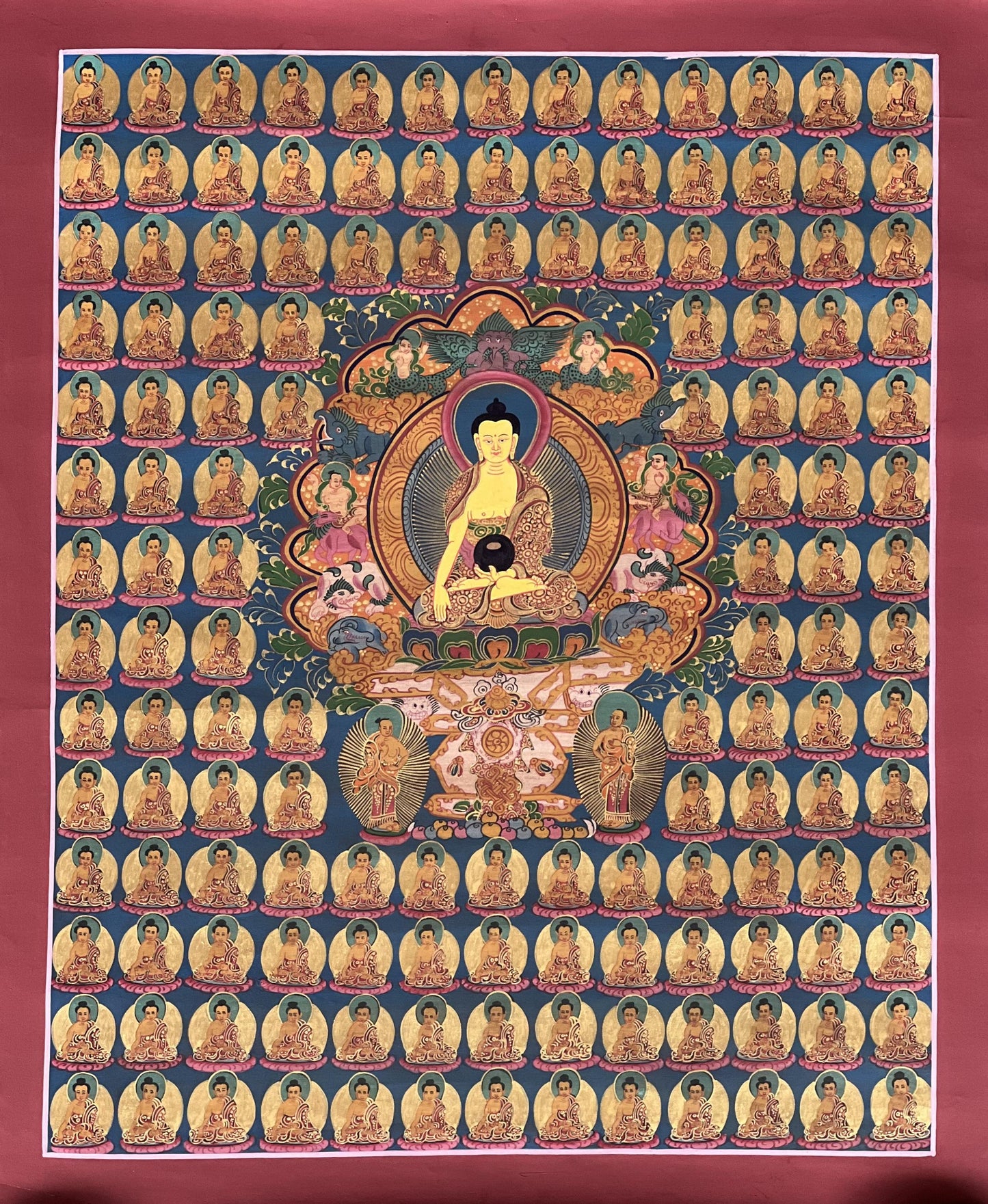Hand-Painted Thousand Buddha Thangka – Tibetan  Meditation Art