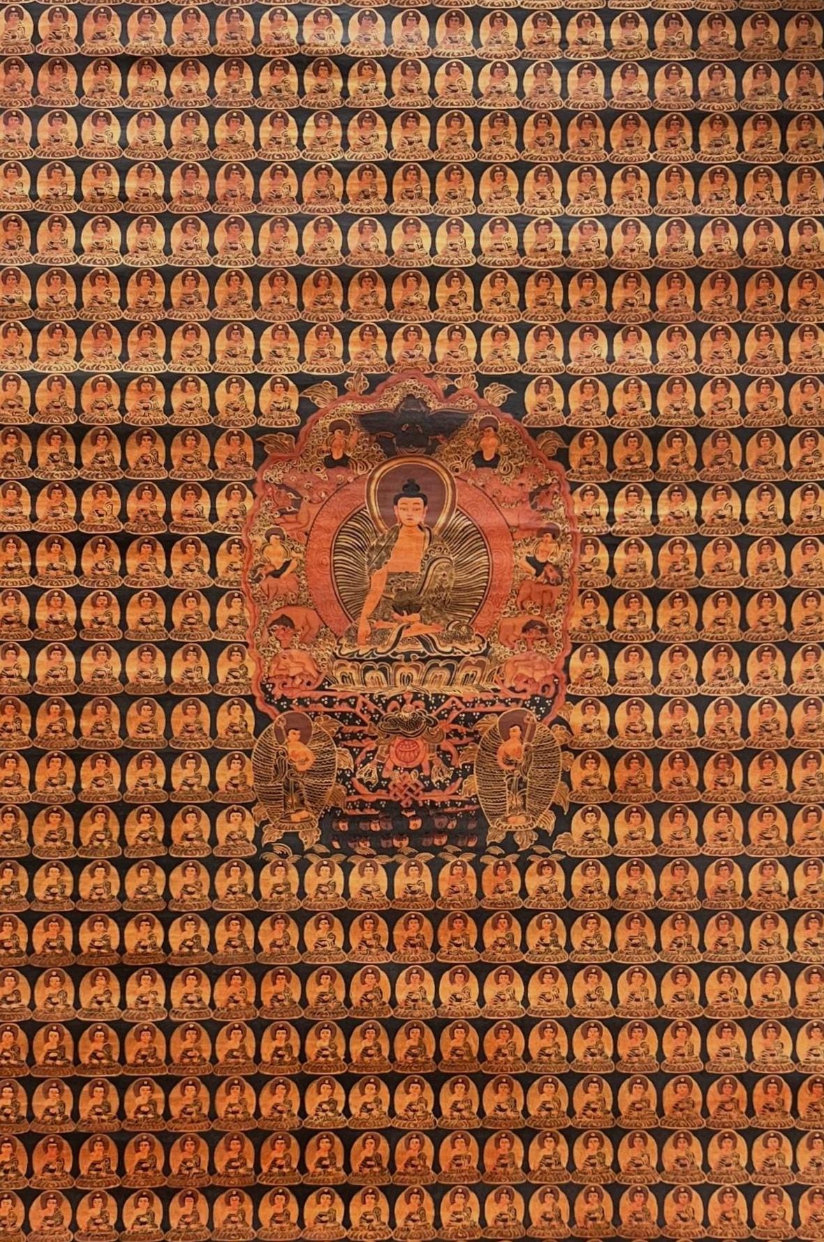 Hand-Painted Shakyamuni Buddha Thangka – Tibetan Buddhist Art, 23.6x37”