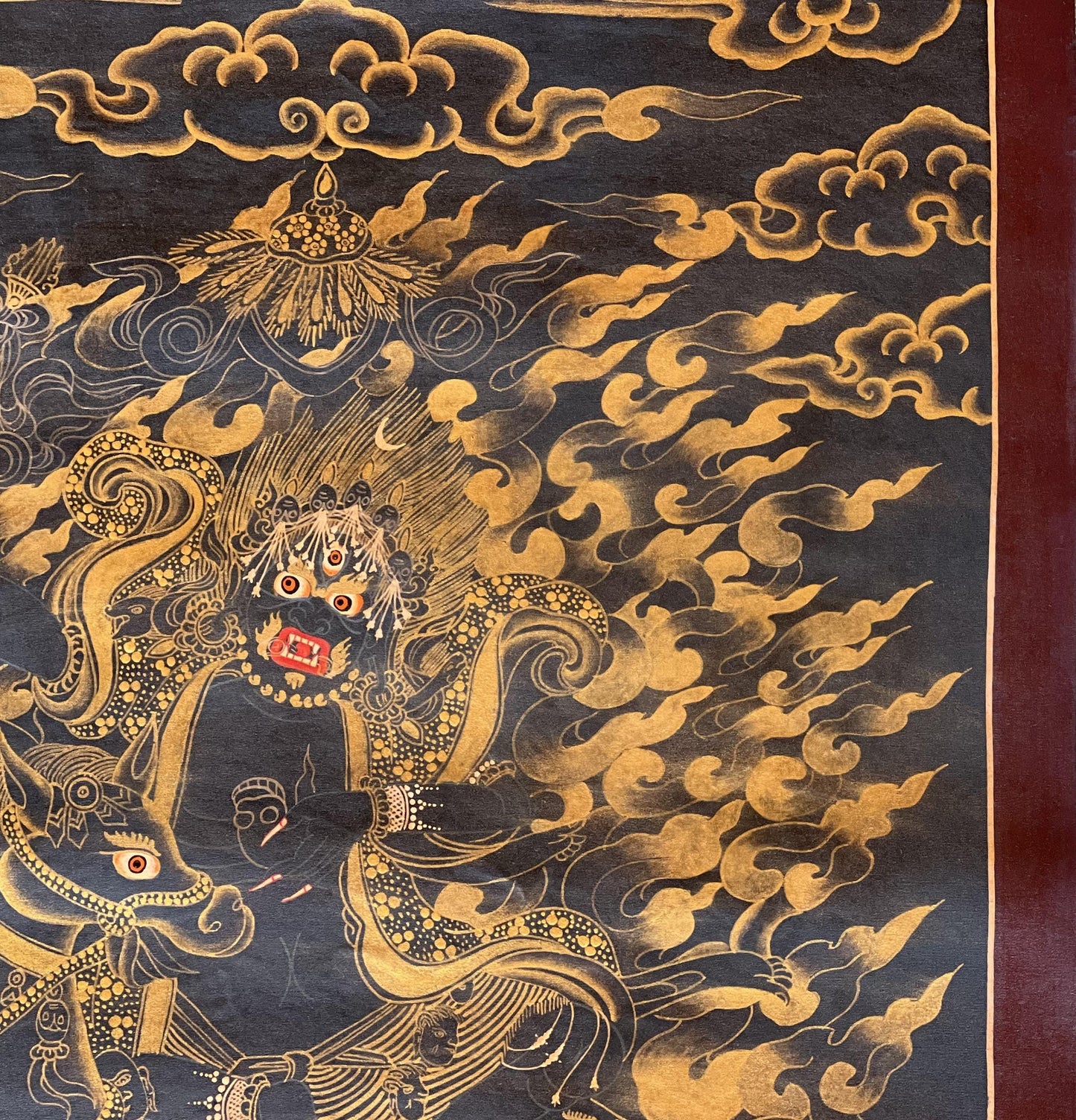 Hand-Painted Oil Varnished Palden Lhamo Tibetan Thangka Painting – Blessed & Signed Artwork