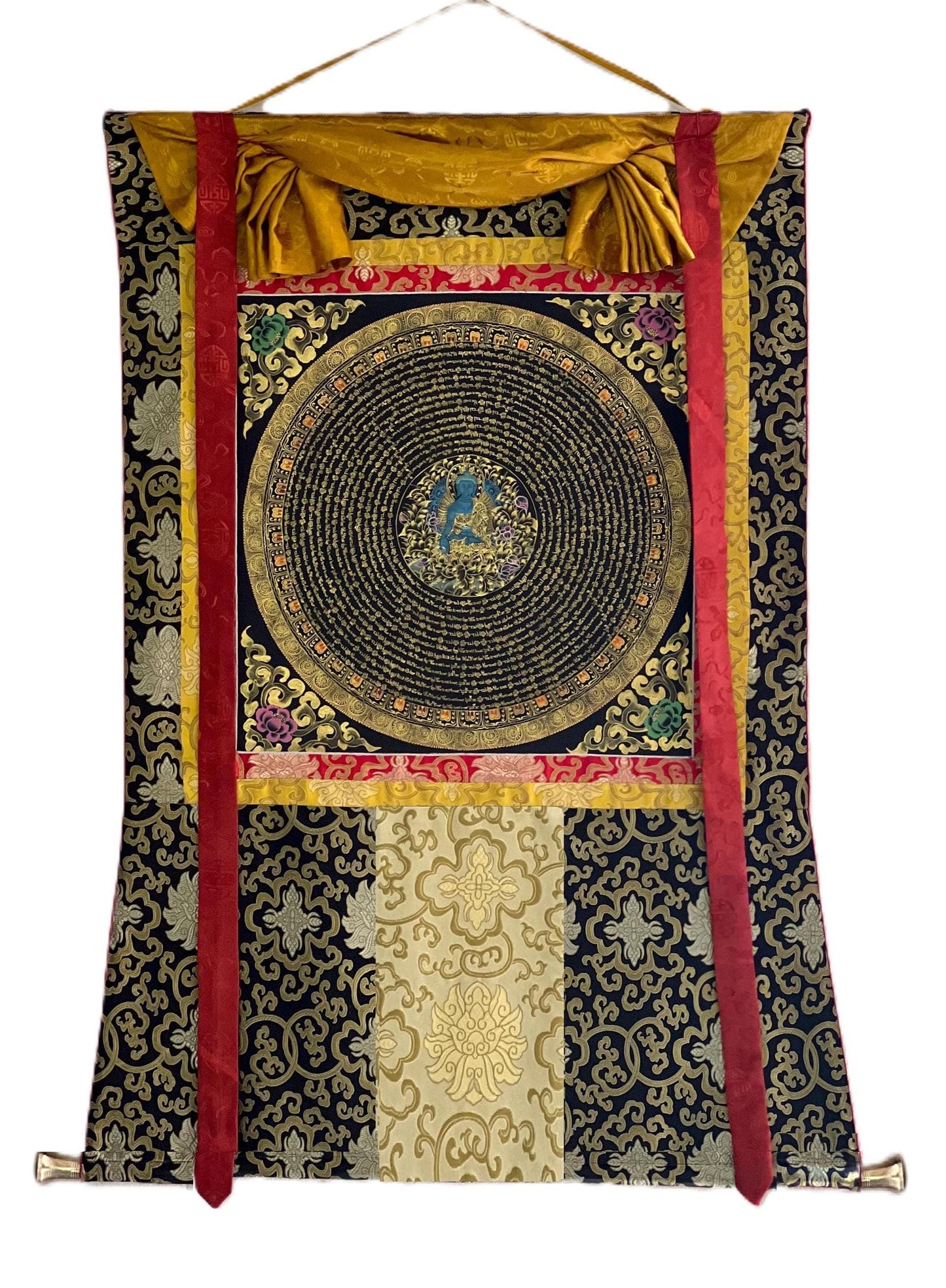 Hand-Painted Medicine Buddha Mandala Thangka | Tibetan Healing Art
