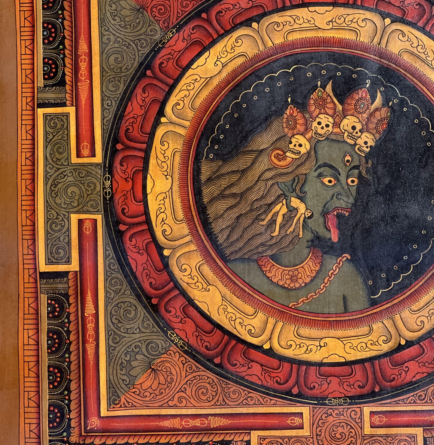 Shri Yantra Thangka Painting | Mahakali Mandala, Oil Varnished Newari Art