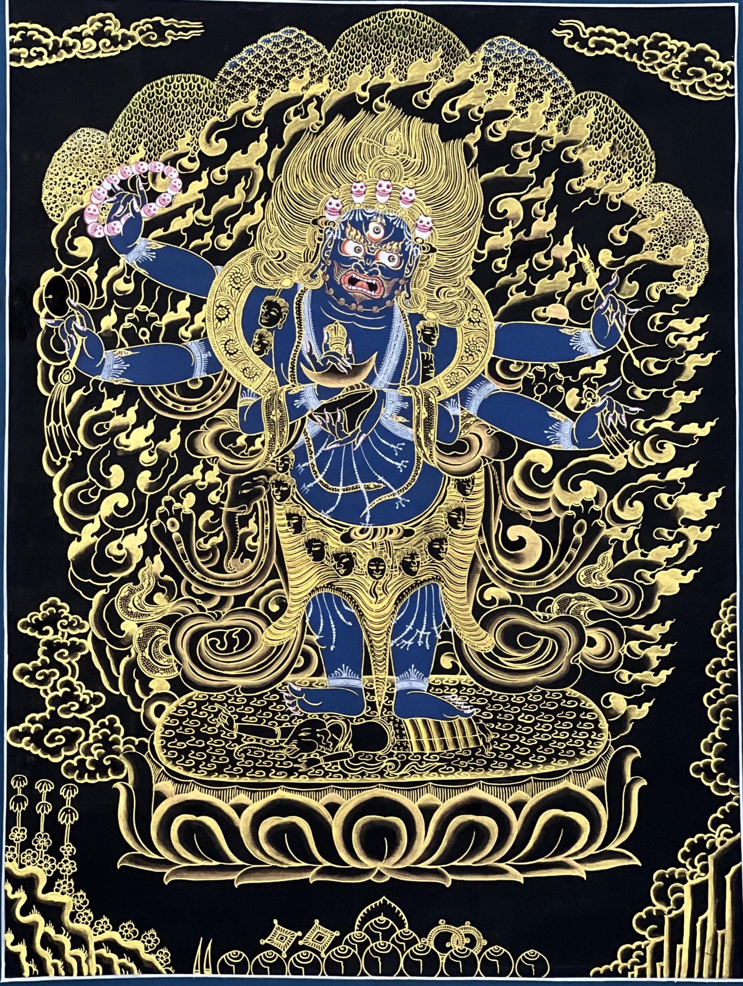 Hand-Painted Six-Armed Mahakala Thangka – Tibetan Dharma Protector Art