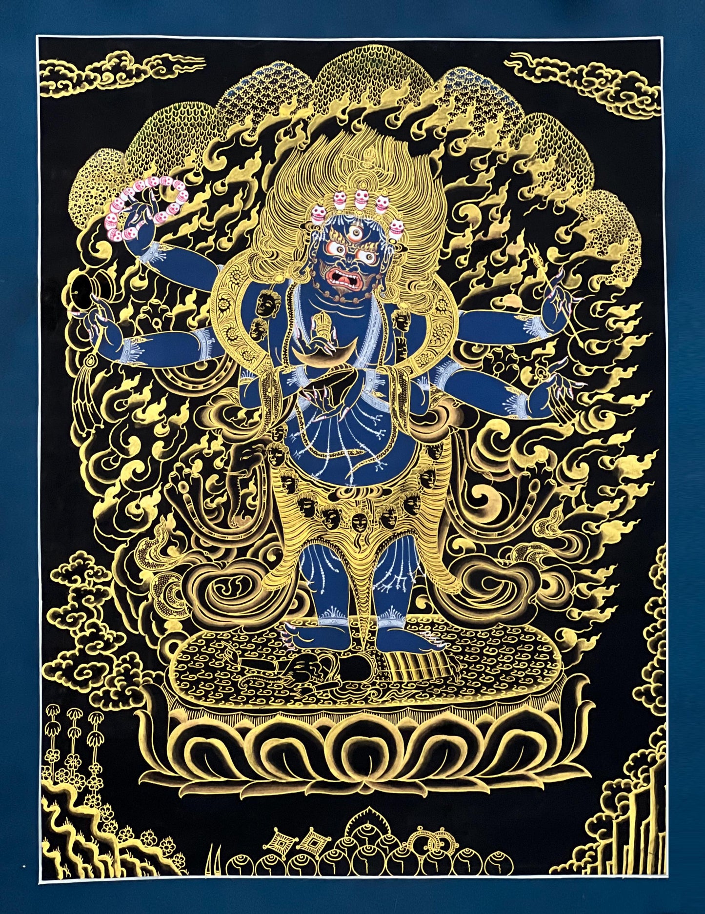 Hand-Painted Six-Armed Mahakala Thangka – Tibetan Dharma Protector Art