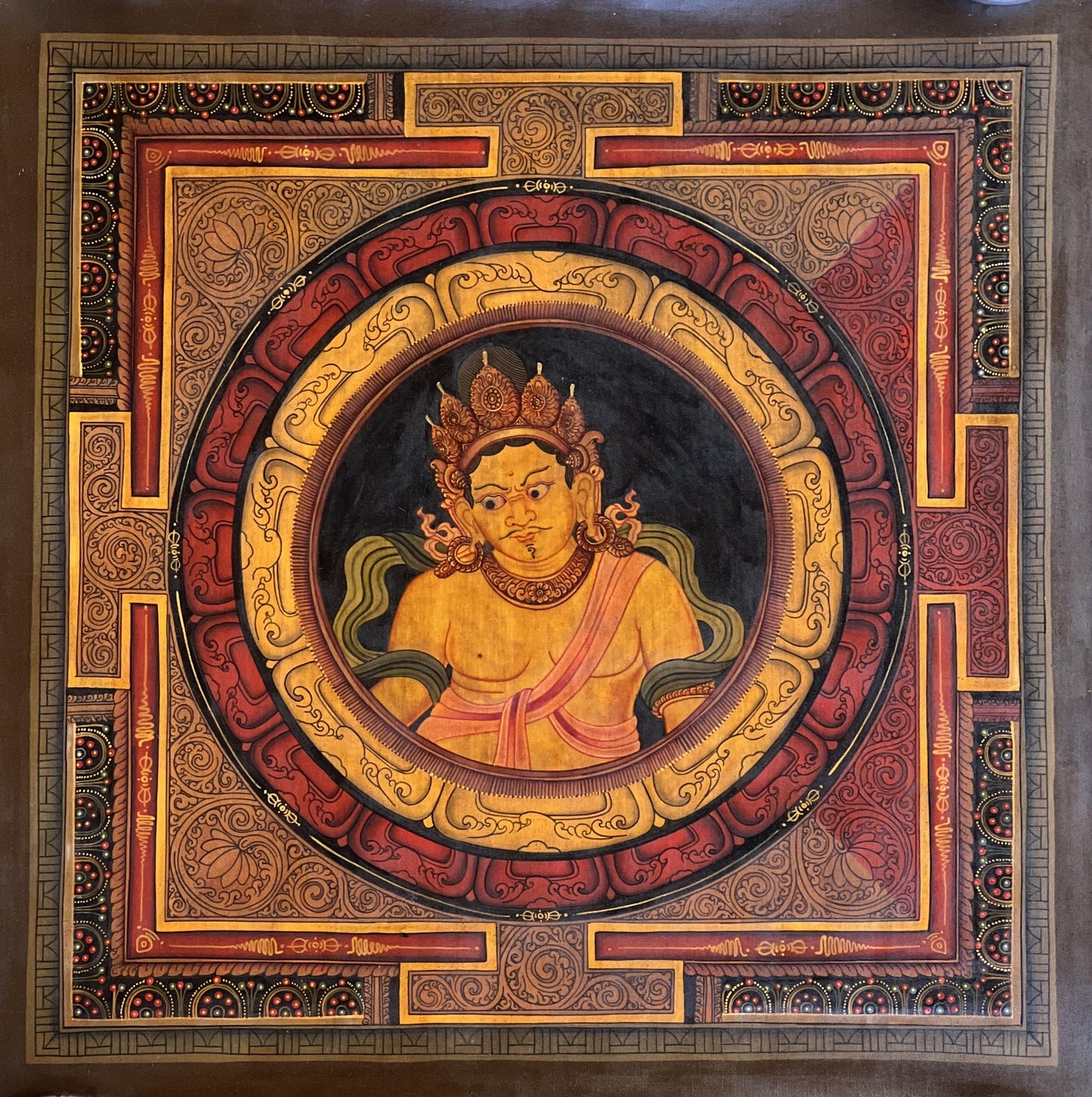 Sri Yantra Kubera Mandala Thangka Painting – Oil Varnished Newari Paubha Art
