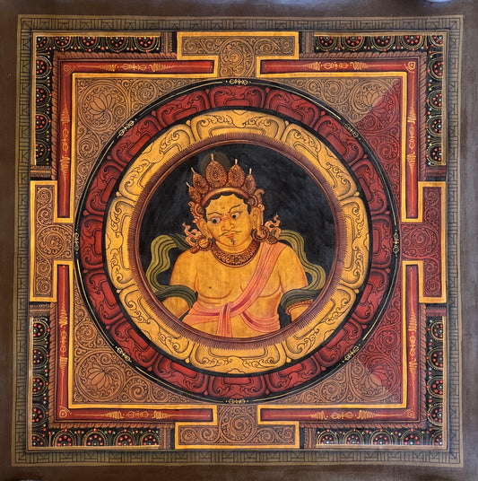 Sri Yantra Kubera Mandala Thangka Painting – Oil Varnished Newari Paubha Art