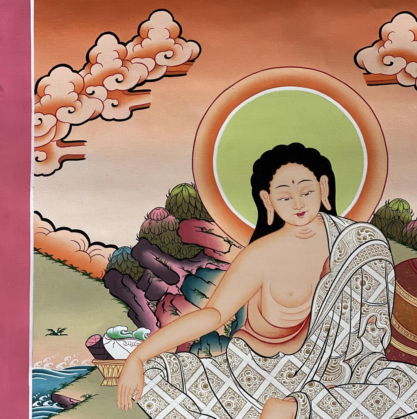 Hand-Painted Milarepa Thangka – Tibetan Buddhist Art, Nepal