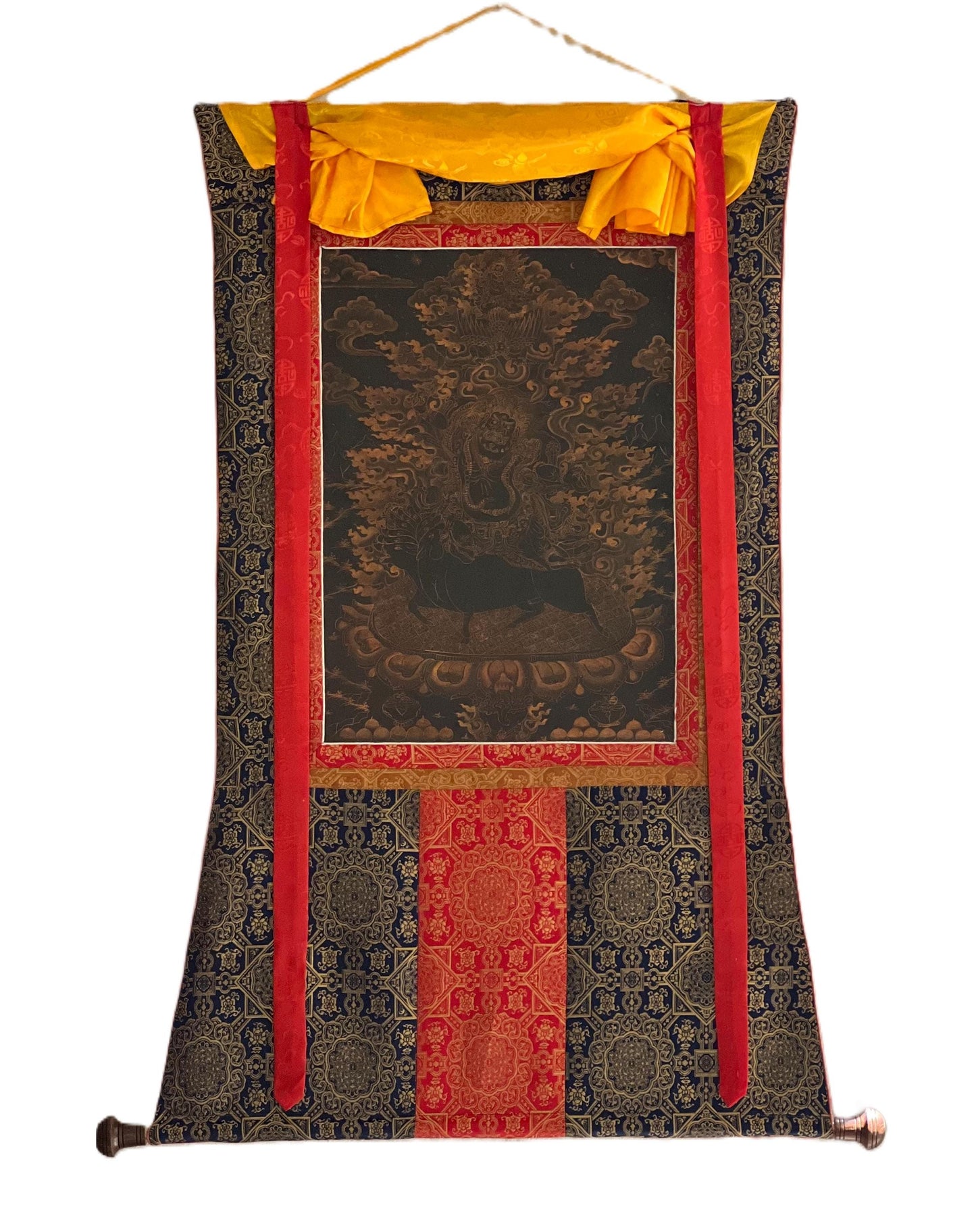 Dorje Gotrab Oil Varnished Thangka Painting | Tibetan Buddhist Protector Deity