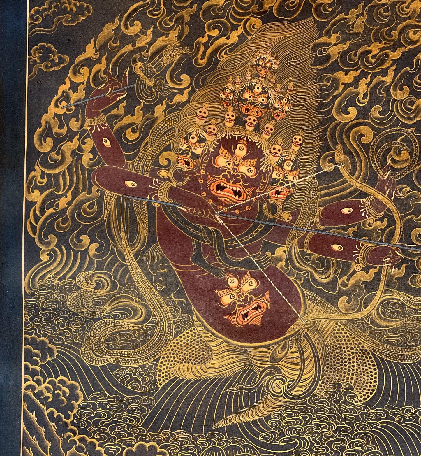Handmade Rahula Thangka Painting | Tibetan Buddhist Guardian Deity Art