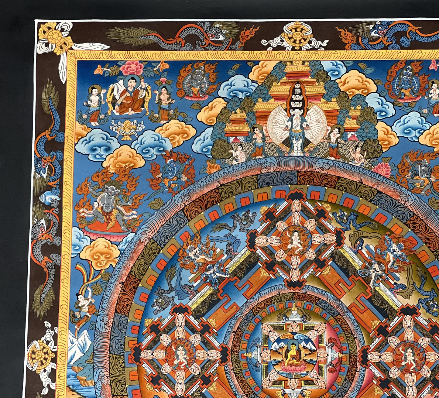 Buddha Life Mandala Thangka Painting – 24k Gold Tibetan Buddhist Art