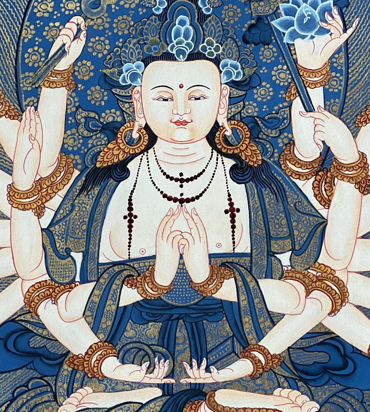 18-Armed Chandi Thangka Painting, Tibetan Goddess Art