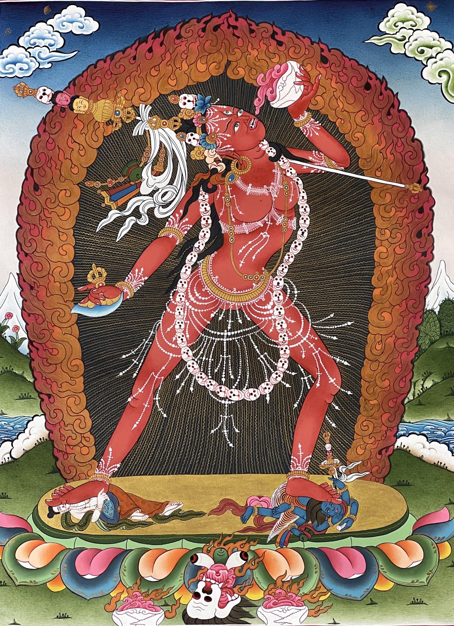 Original Hand-Painted Vajrayogini Tibetan Thangka Painting – Vajrayana Meditation Art