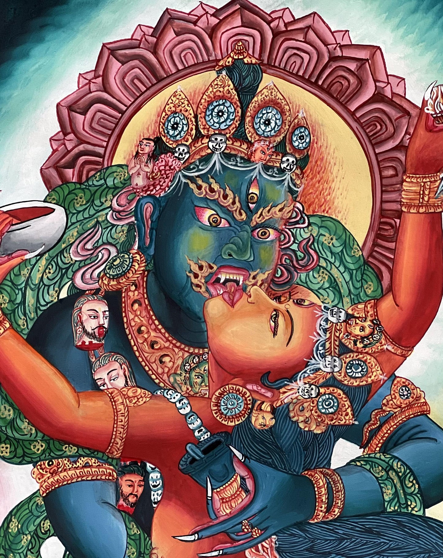 Chakrasamvara Shakti Yab-Yum Thangka | Newari Paubha Painting | Union of Bliss and Emptiness | Nepal Masterpiece