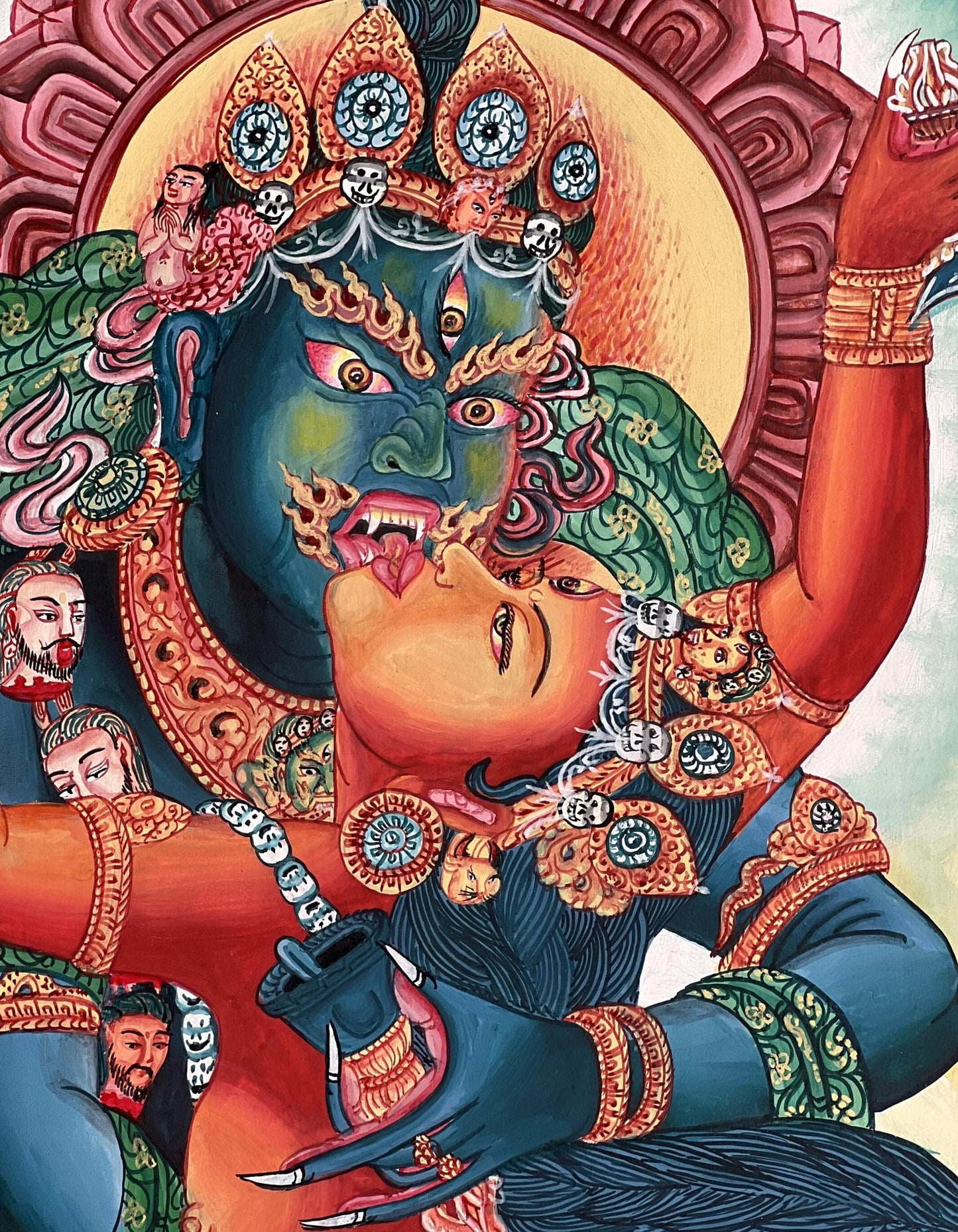 Chakrasamvara Shakti Yab-Yum Thangka | Newari Paubha Painting | Union of Bliss and Emptiness | Nepal Masterpiece