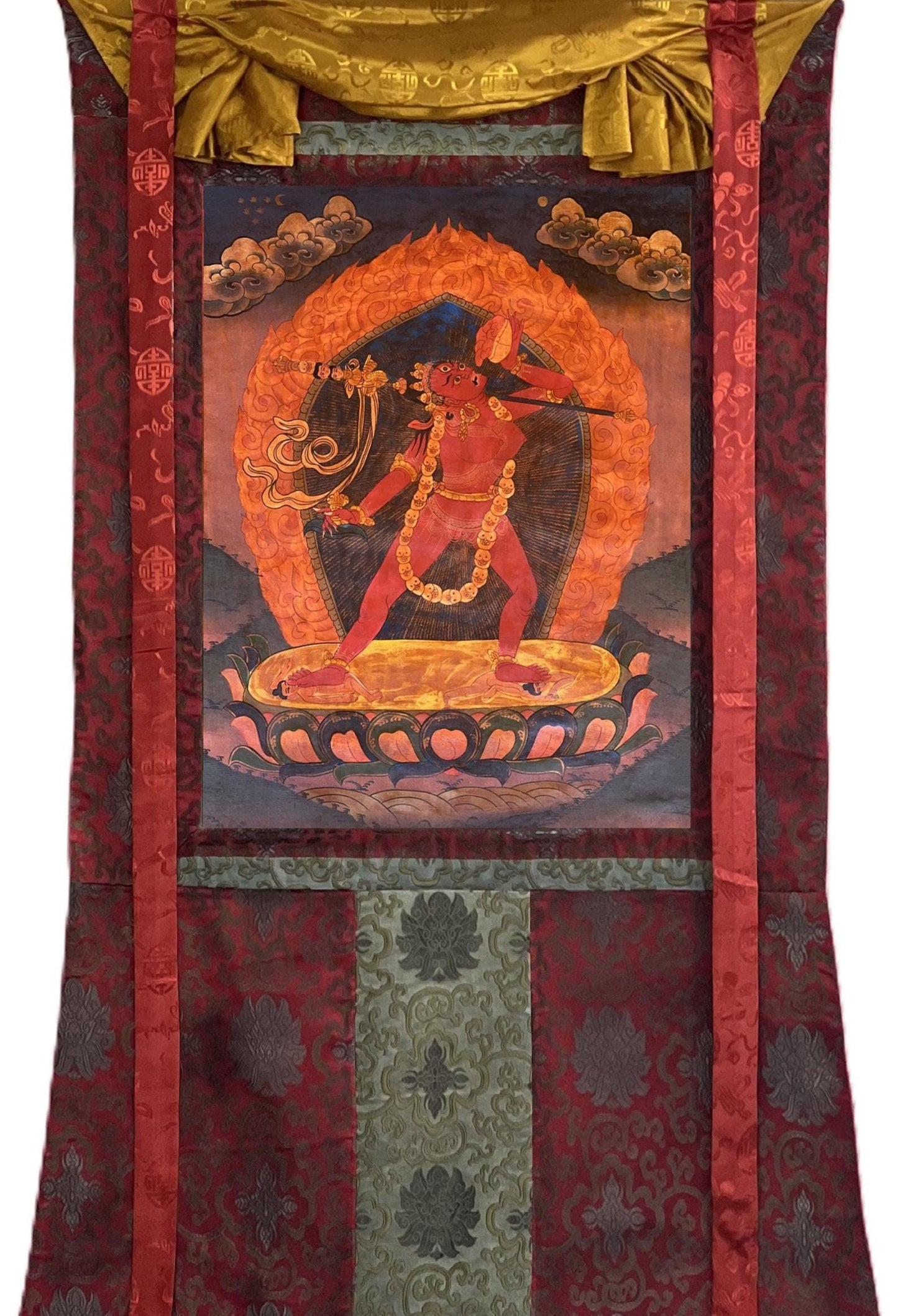 Vajrayogini Thangka | Hand-Painted Tibetan Buddhist Art with Silk Brocade