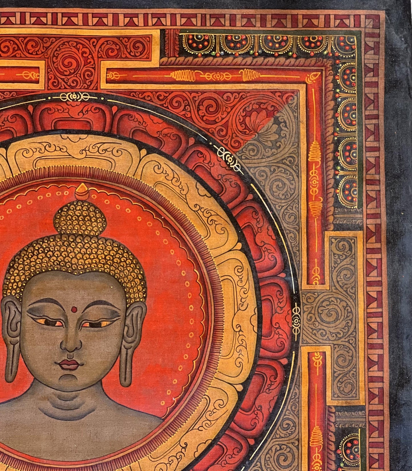Hand-Painted Medicine Buddha Thangka | Oil Varnished Art on Shri Yantra