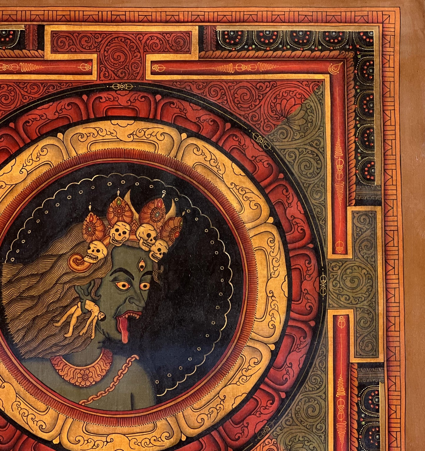 Shri Yantra Thangka Painting | Mahakali Mandala, Oil Varnished Newari Art
