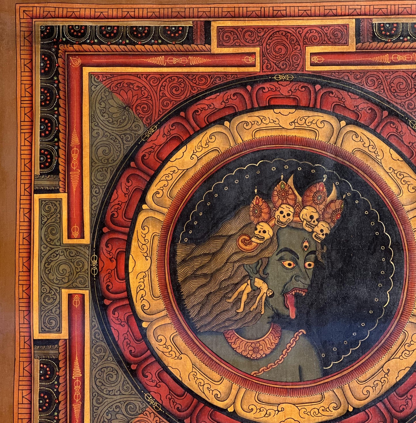 Shri Yantra Thangka Painting | Mahakali Mandala, Oil Varnished Newari Art