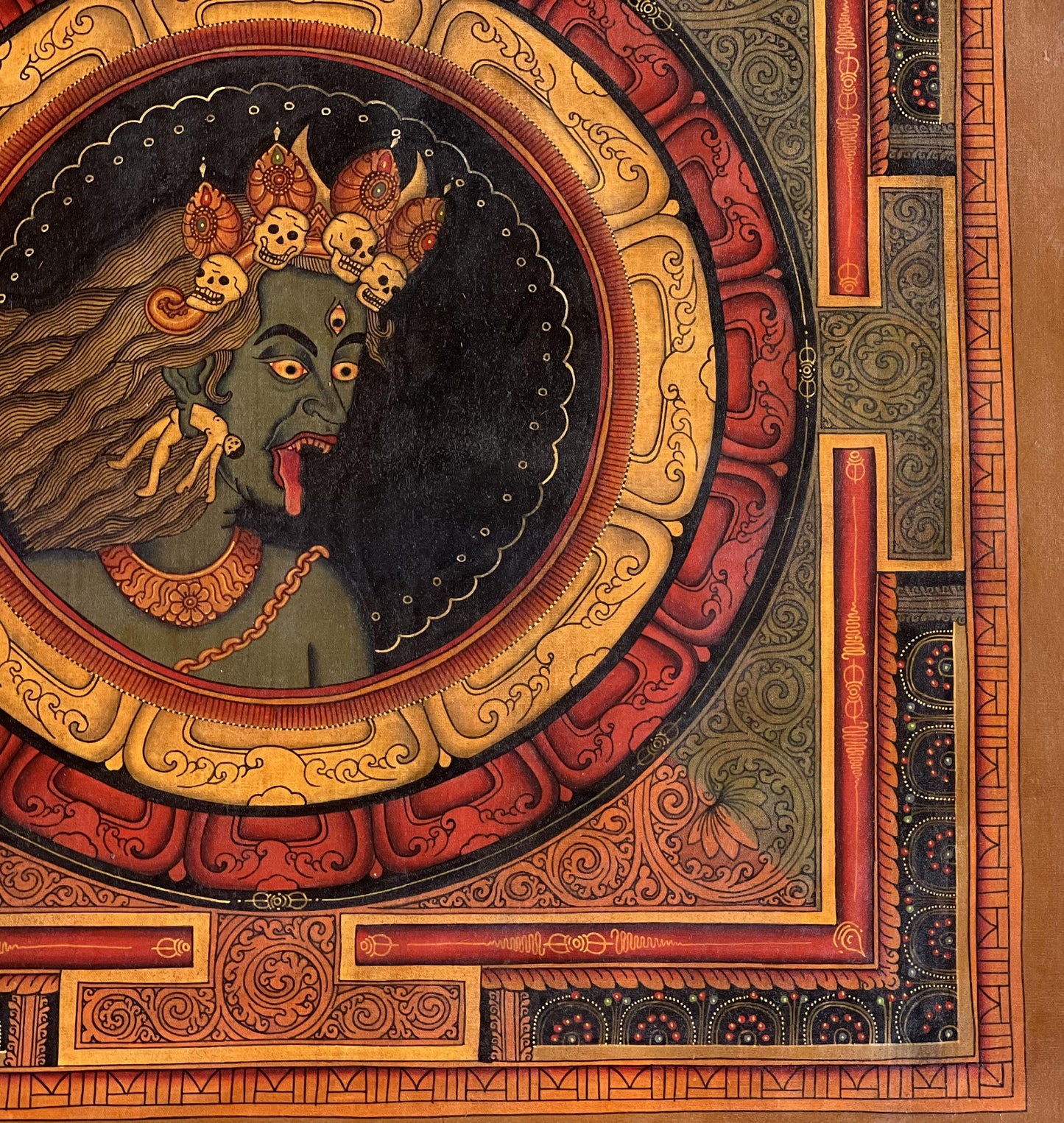 Shri Yantra Thangka Painting | Mahakali Mandala, Oil Varnished Newari Art