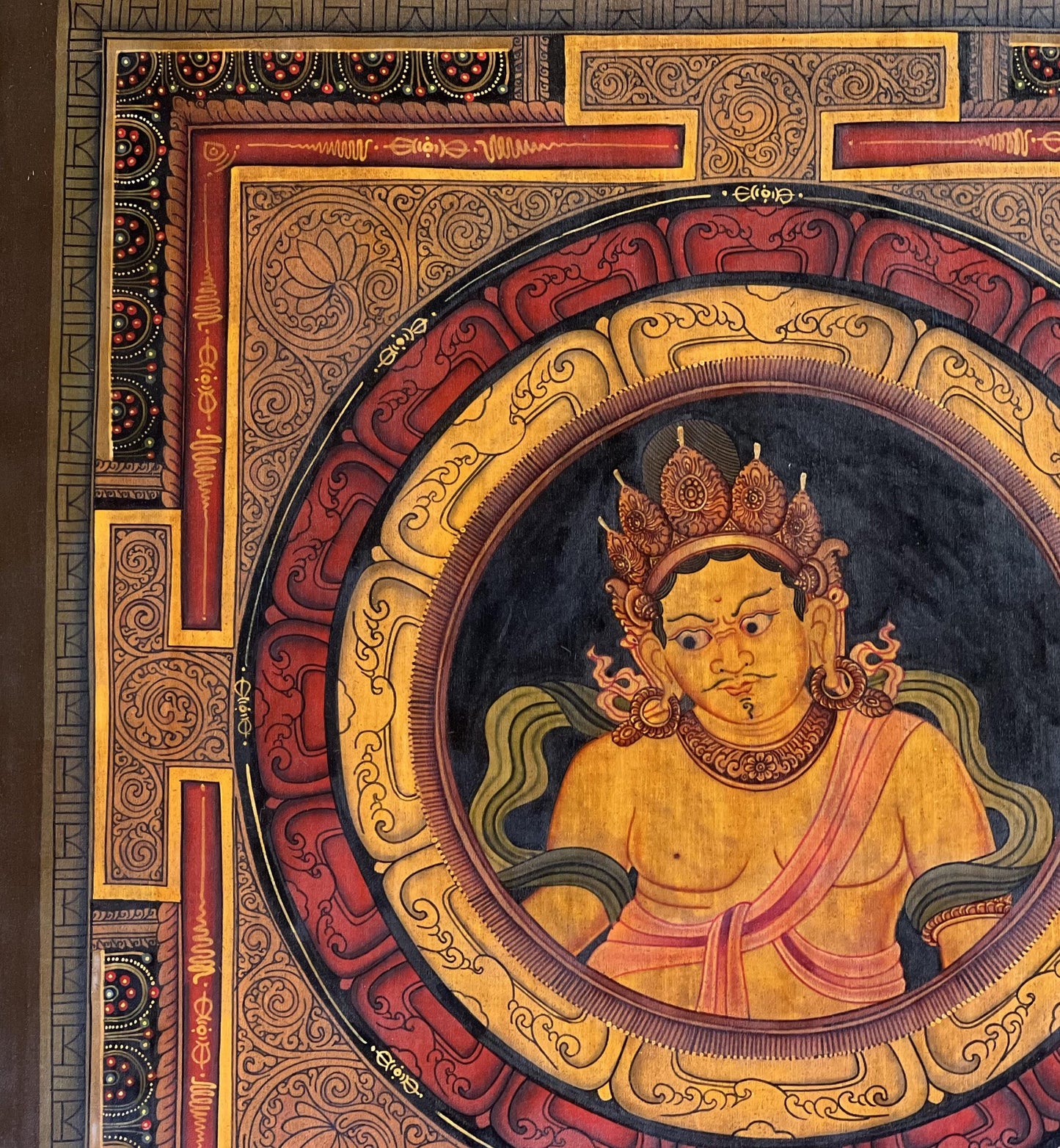 Sri Yantra Kubera Mandala Thangka Painting – Oil Varnished Newari Paubha Art