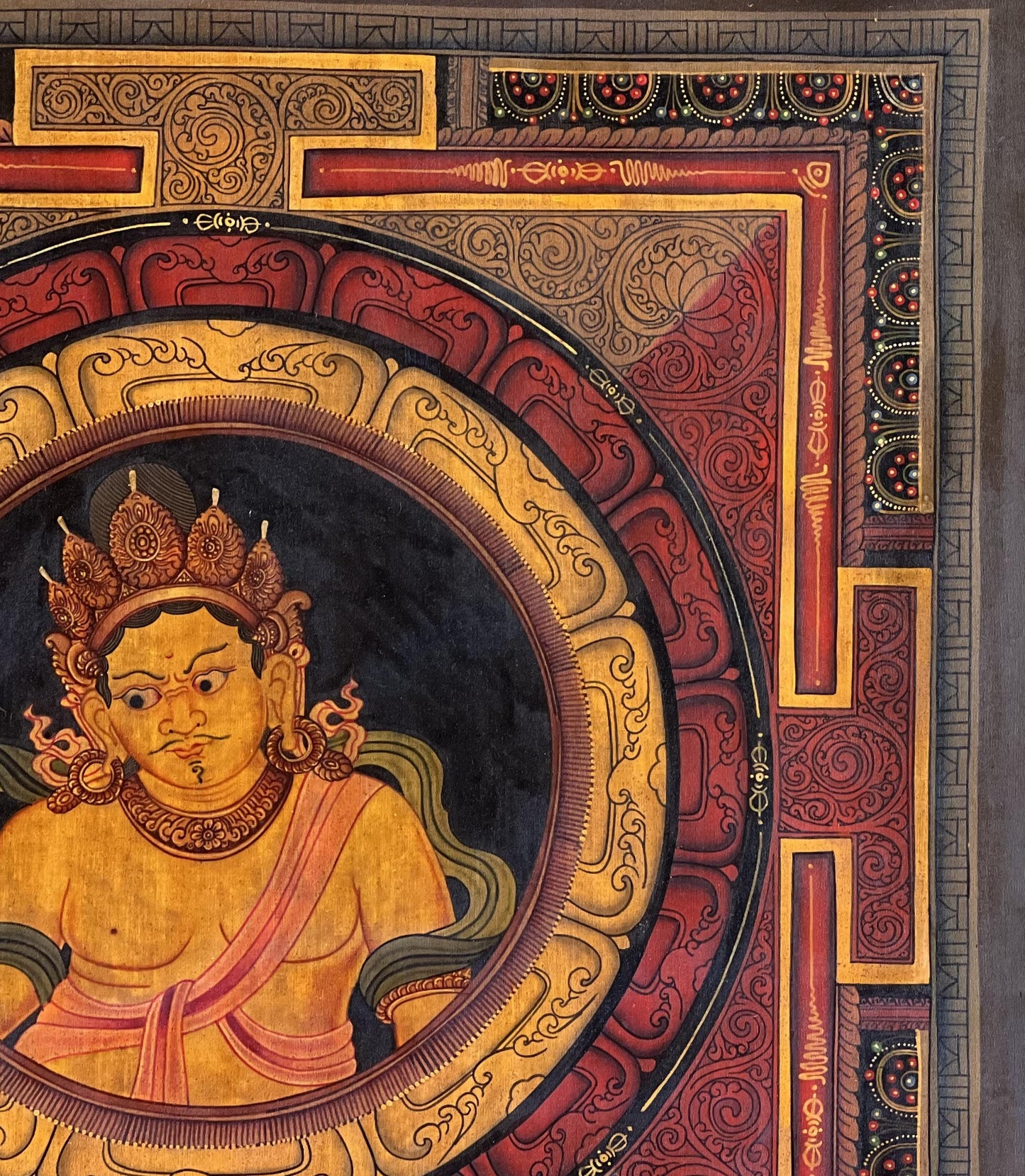 Sri Yantra Kubera Mandala Thangka Painting – Oil Varnished Newari Paubha Art