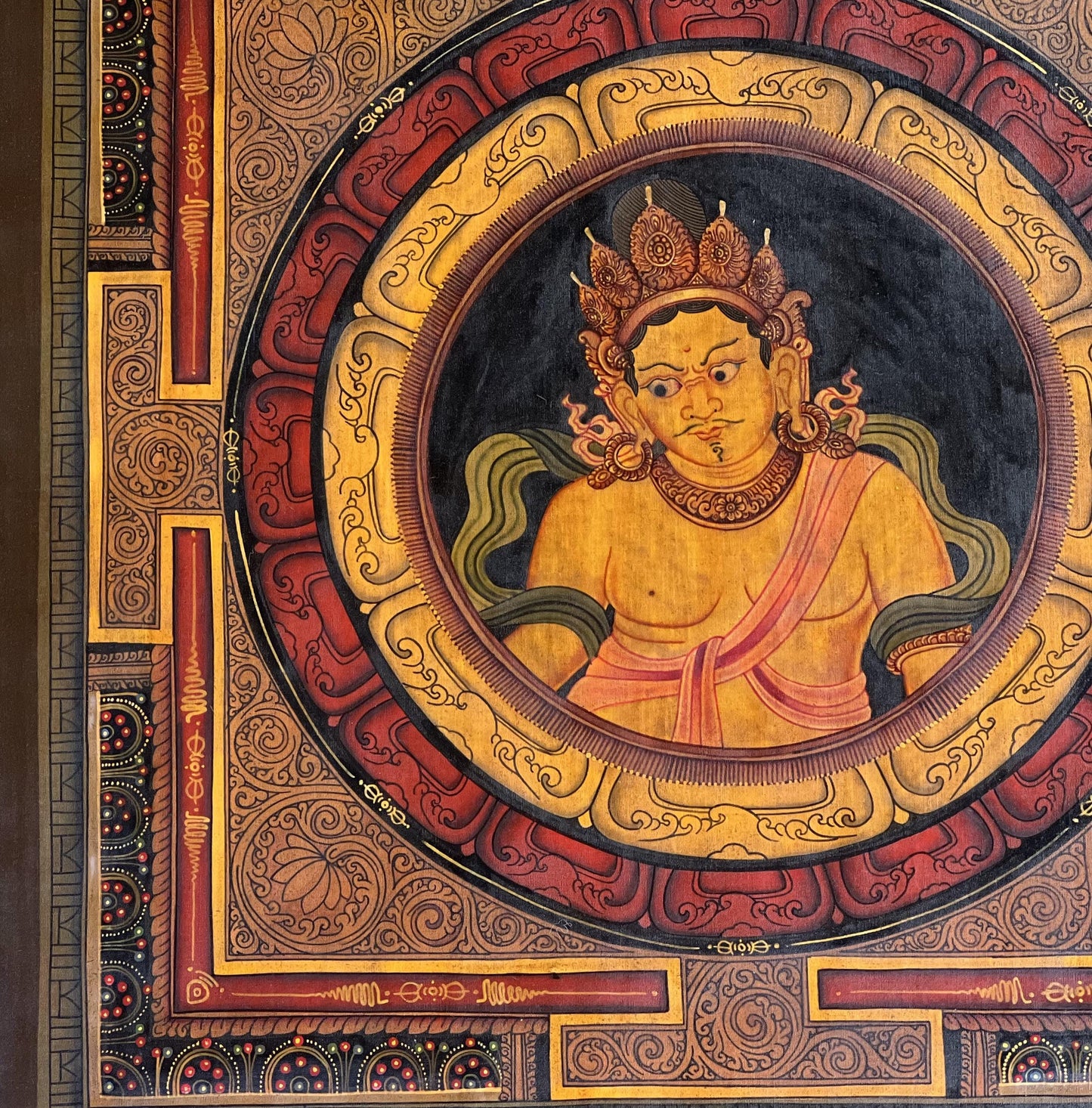 Sri Yantra Kubera Mandala Thangka Painting – Oil Varnished Newari Paubha Art