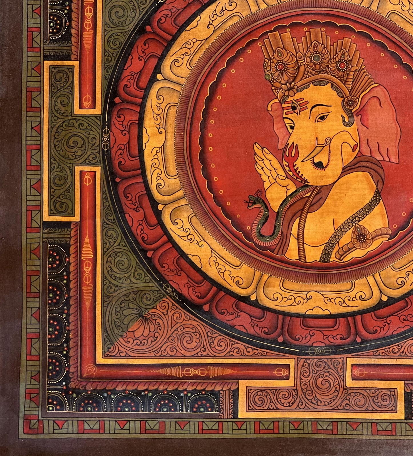 Hand-Painted Ganesha Shri Yantra – Newari Thangka Art