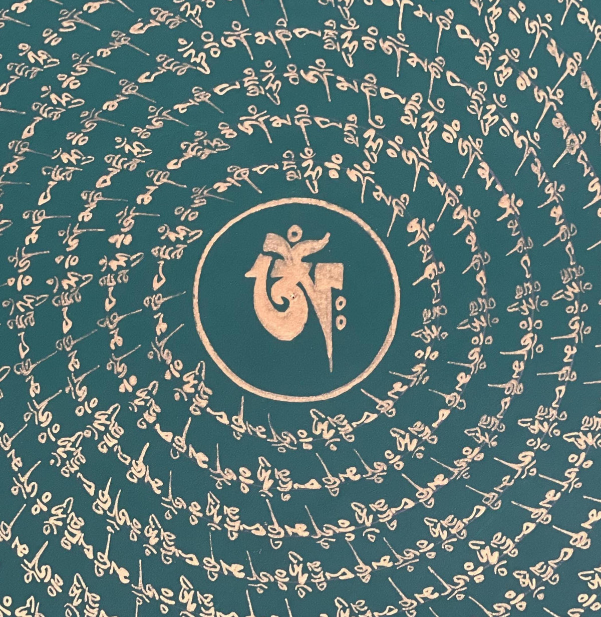 Hand-Painted Om Mani Padme Hum Mandala Thangka: Tibetan Buddhist Art