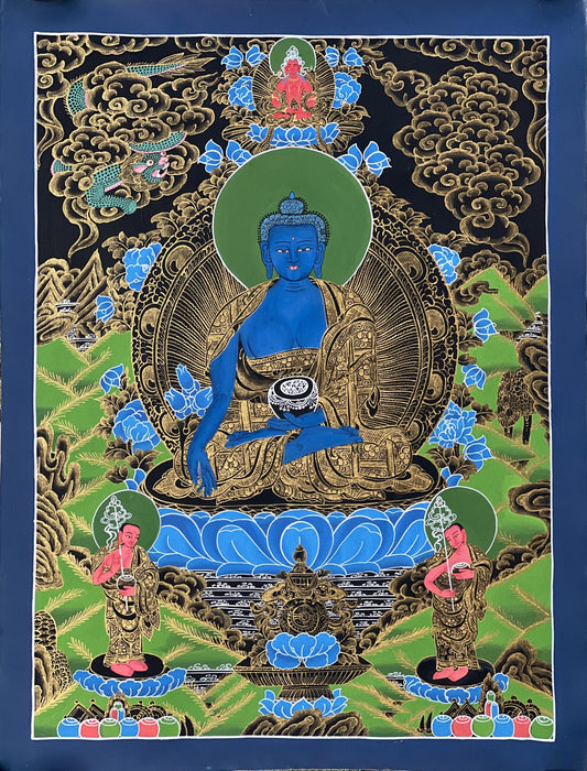 Medicine Buddha Thangka Painting | Hand-Painted Tibetan Healing Art