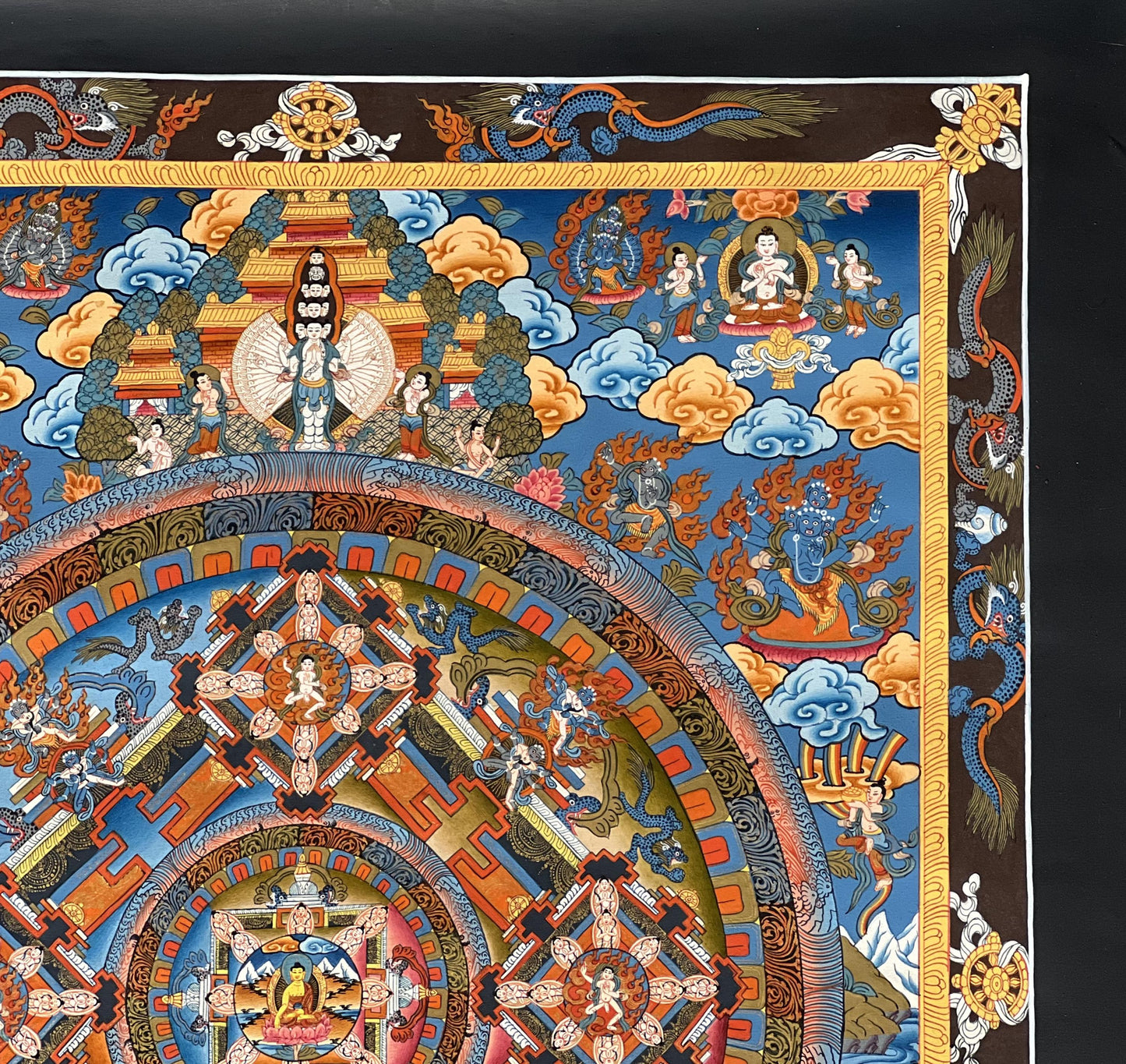 Buddha Life Mandala Thangka Painting – 24k Gold Tibetan Buddhist Art