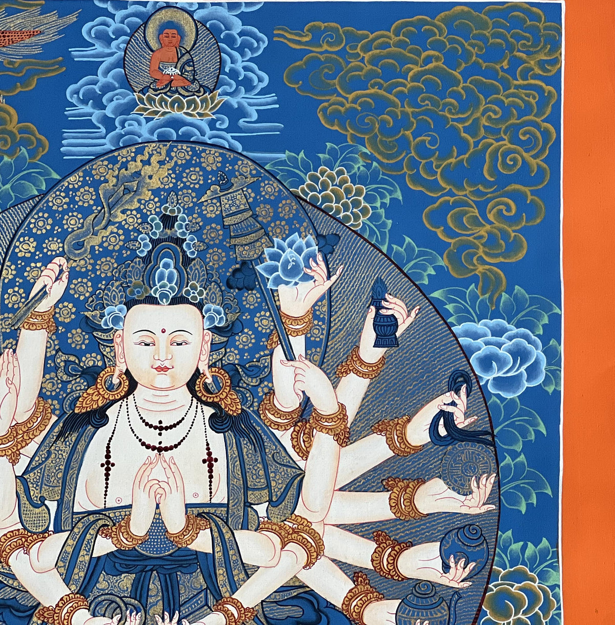 18-Armed Chandi Thangka Painting, Tibetan Goddess Art