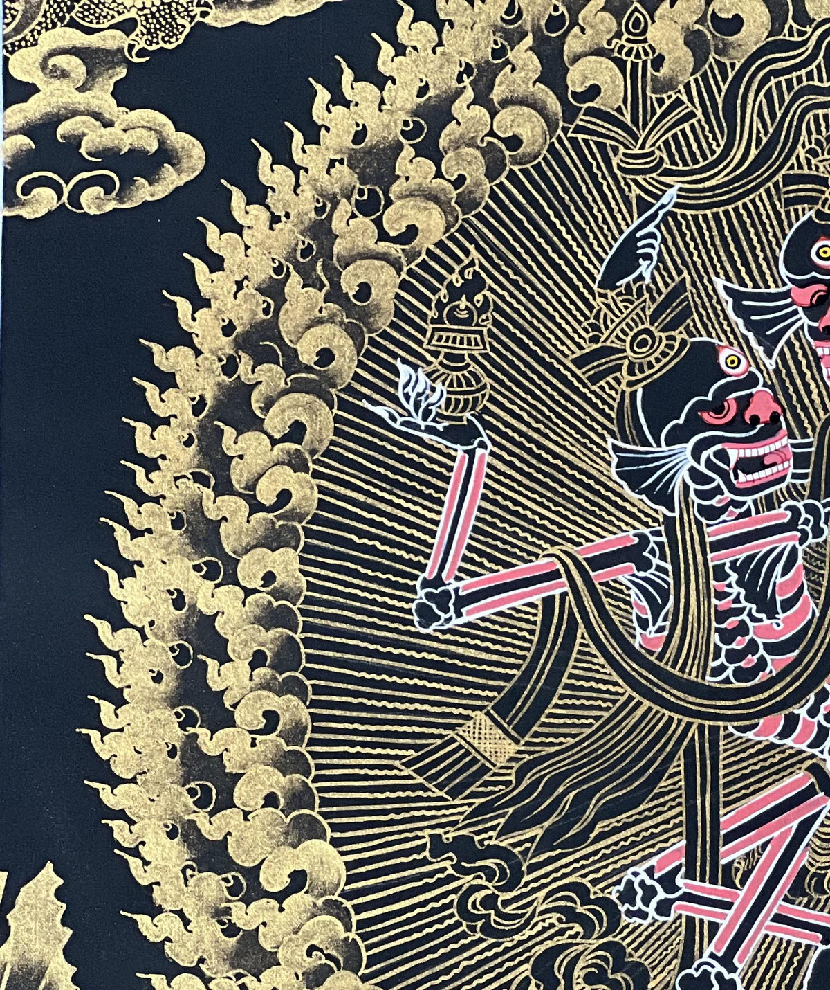 Hand-Painted Citipati Thangka: Tibetan Dancing Skeletons on Cotton Canvas