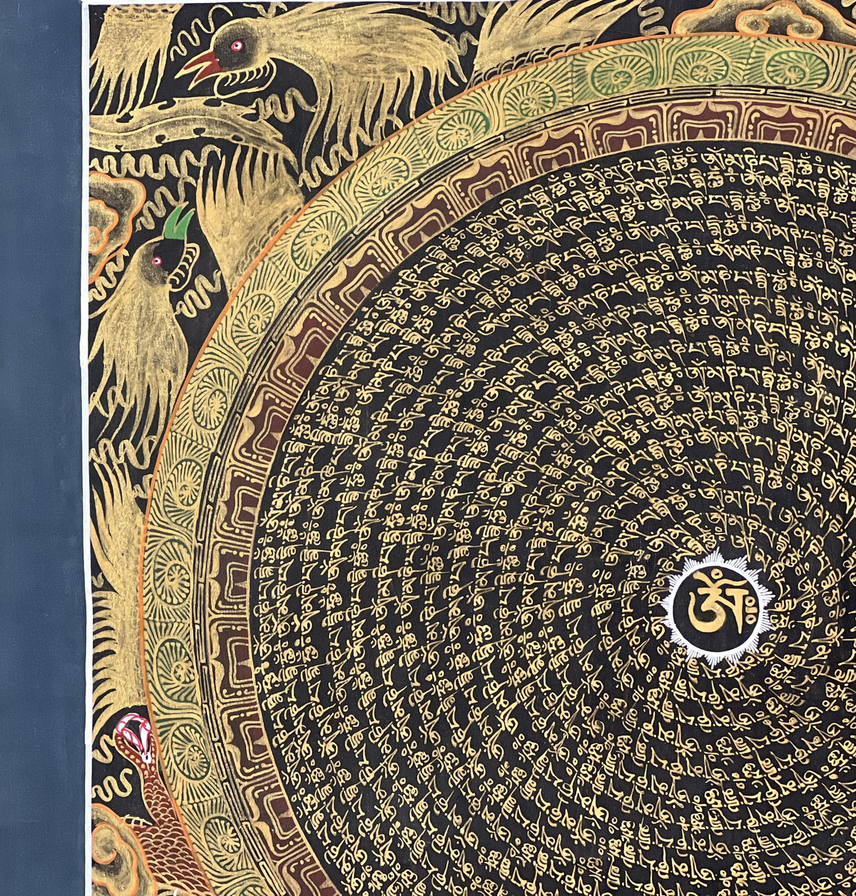 Hand-Painted Dragon Mandala Thangka: Tibetan Buddhist Art