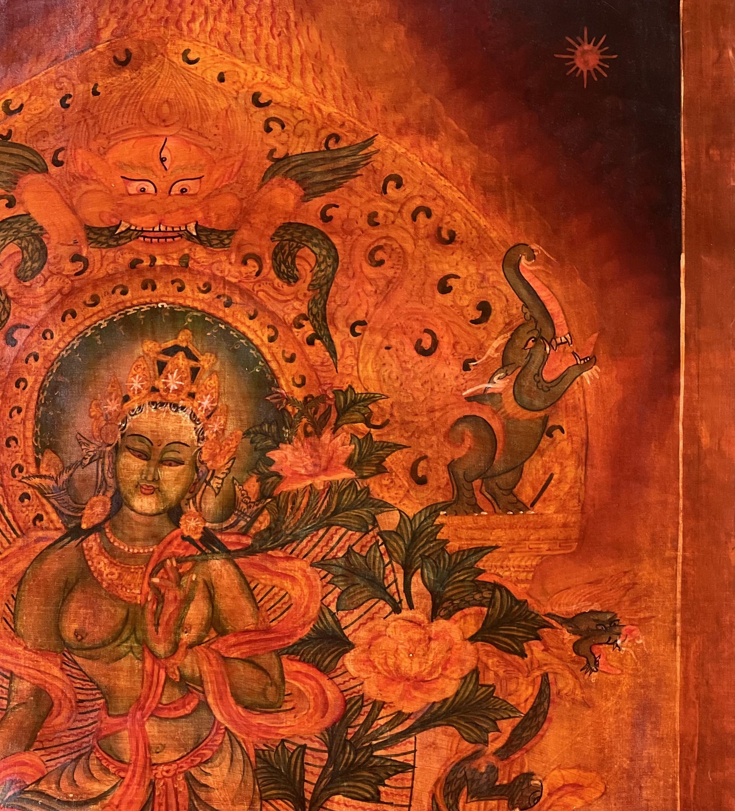 Green Tara Thangka Painting | Newari Paubha Art, Nepal