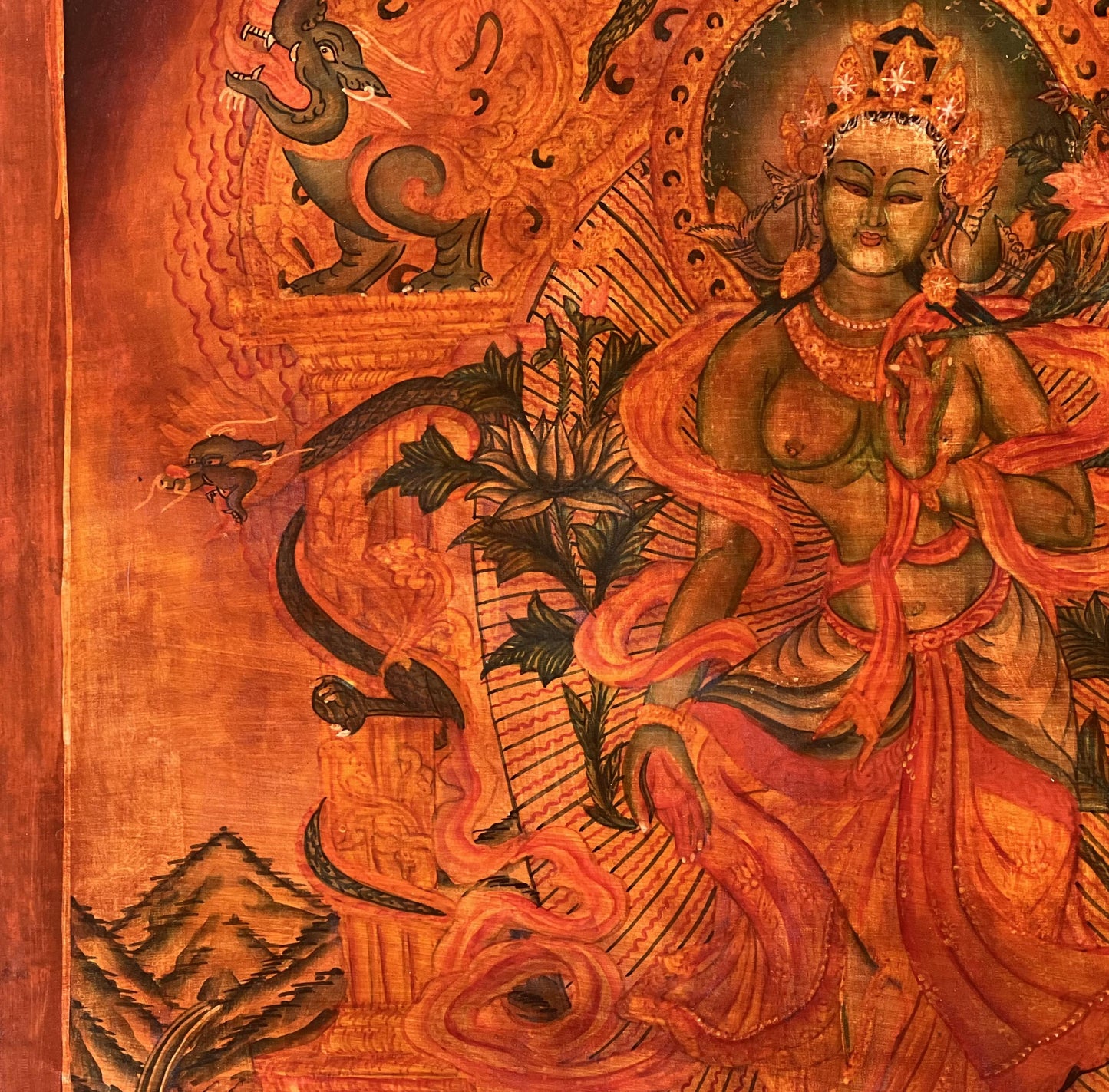 Green Tara Thangka Painting | Newari Paubha Art, Nepal