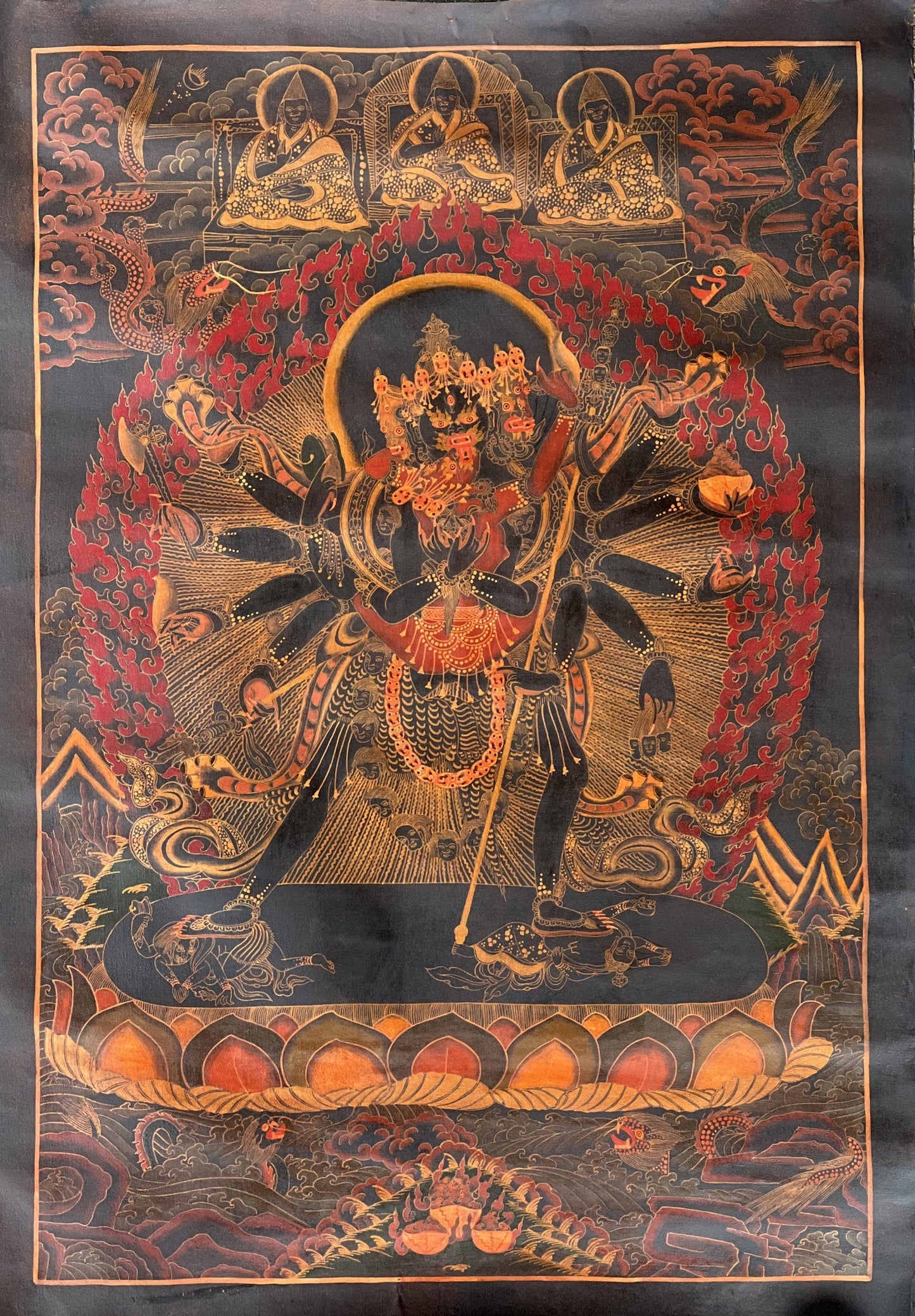 Rare Hand-Painted Tibetan Thangka – Kalachakra & Vishvamata in Union