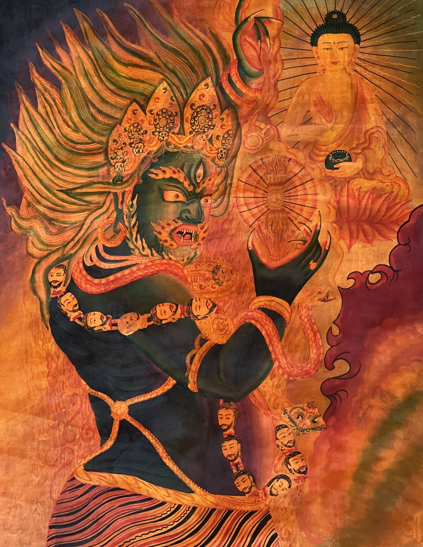 Hand-Painted Vajrapani Thangka | Newari Paubha | Oil Varnished Buddhist Art | Spiritual Wall Decor